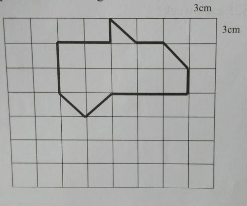 31. Each small square on the grid below is 3cm by 3cm. What is the area of

the shape drawn on the