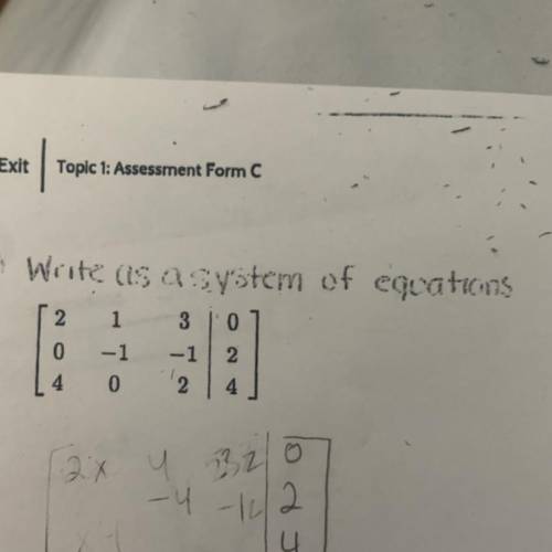 Write as a system of equations
Must be in equation form with + and - and equal sign