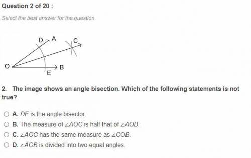 I really need help with this. I'll give thirty points. The image shows an angle bisection. Which of
