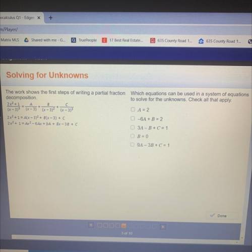 Which equation can be used in system of equations to solve for the unknown? CHECK ALL THAT APPLY