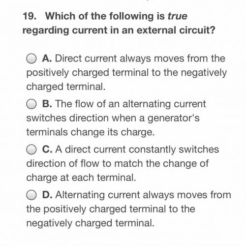 Which of the following is true regarding current in an exernal circuits
