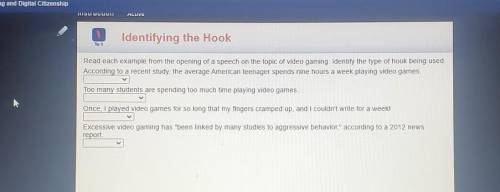Read each example from the opening of a speech on the topic of video gaming. Identify the type of h