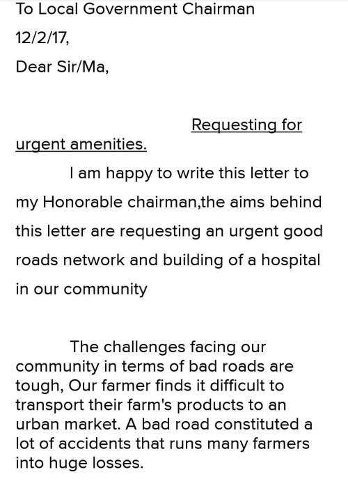 Write a letter to your local government chairman requesting fire station