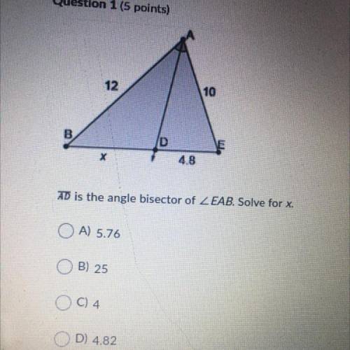 AD is the angle bisector of EAB. Solve for X