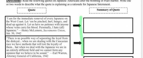 Read the following quotes on Japanese Americans after the bombing of Pearl Harbor. Write one or two