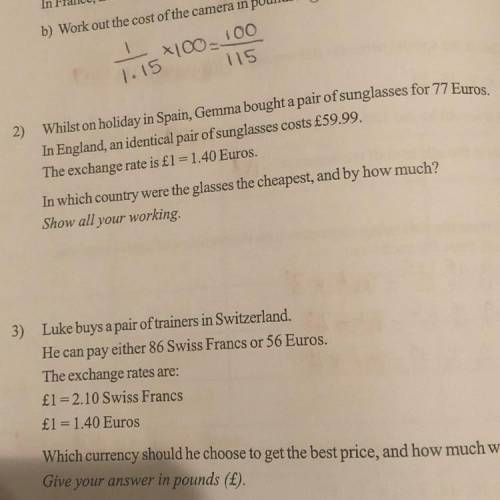 Please help with number 2, exchange rate.