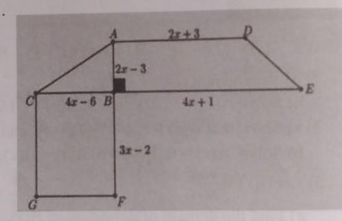 Let x represents a length in cm where x > 1.5.

AB = 2x - 3, BC = 4x – 6,AD = 2x + 3 and BE = 4