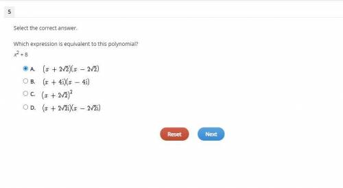 Select the correct answer.
Which expression is equivalent to this polynomial?
x2 + 8