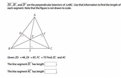 ZD, ZE, and ZF are the perpendicular bisectors of ABC. Use that information to find the length of e