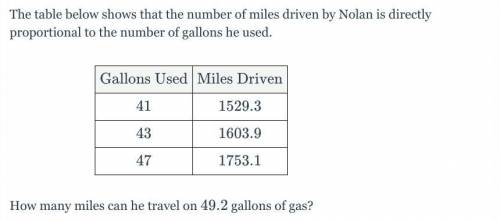 The table below shows that the number of miles driven by Nolan is directly proportional to the numb