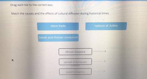 Match the causes and the effects of cultural diffusion during historical times.

slave trade
captu