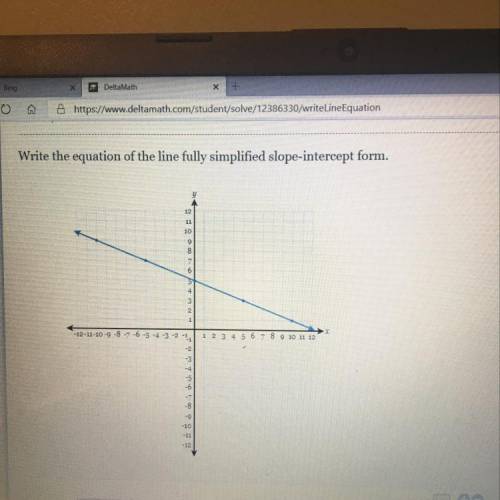 Write the equation of the line fully simplified slope intercept form