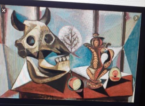 what should I say about subject matter/imagery for the Pablo Picaso painting bull skull, Fruit, Pi
