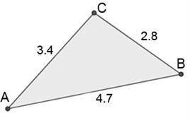 List the angles of the triangle in order from largest to smallest.

Question 1 options:
A) 
∠B, ∠C