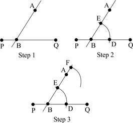 The steps below describe the construction of line AG, which is parallel to segment PQ and passes th