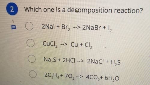 Which one is a decomposition reaction?