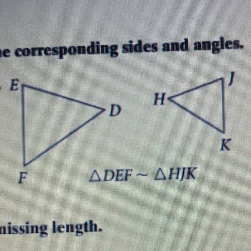 The figures in each pair are similar.Identify the corresponding sides and angles.