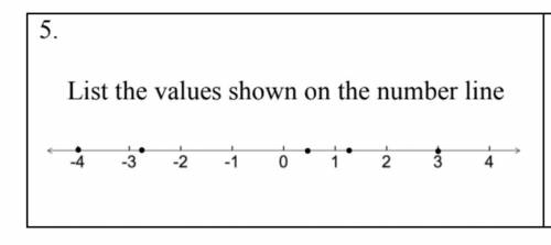List the values shown on the number line