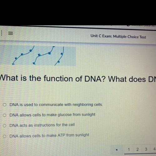 What is the function of DNA? What does DNA do?

O DNA is used to communicate with neighboring cell
