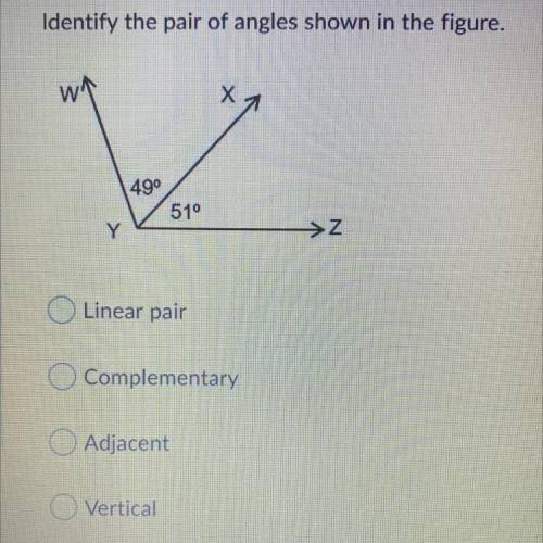 Identify the pair of angles shown in the picture
