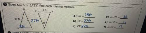 Is this good led me know pl
Give GHJ=XJZ find each missing measure