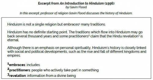 Which statement about the spread of Hinduism is best supported by the information in the excerpt?