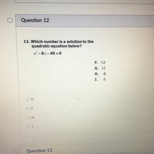 Which number is a solution to the quadratic equation below?