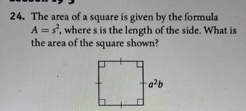 The area of a square is given by the formula A=s, where s is the length of the side. What is the ar