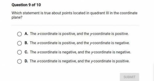 Which statement is true about points located in quadrant ||| in the coordinate plane?