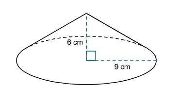 What is the approximate volume of the cone?
Use 3.14 for π.