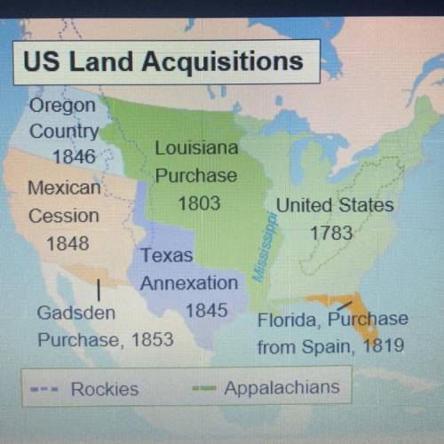 Which piece of land doubled the size of the United

States?
o Florida Purchase
o Louisiana Purchas