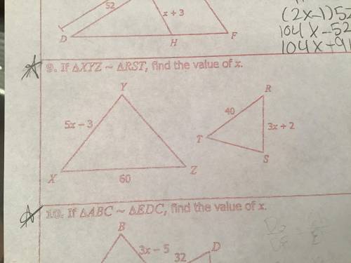 If triangle xyz is similar to triangle rst what is the value of x