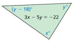 Write an equation that represents the sum of the angle measures of the triangle.

The equation is