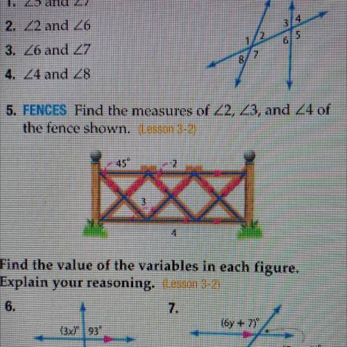 20 POINTS Find the measures
of 22, 23, and 24 of
the fence shown