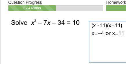How do i do

x^2 - 7x - 34 = 10 
^ = power to
can u answer this now please its urgent i only got 2
