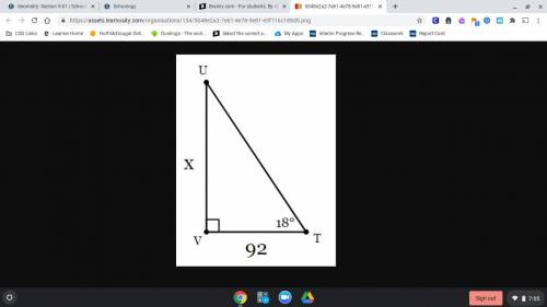 I need help with this asap.

In triangle VUT, find the value of x. Round to the nearest tenth.