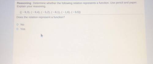 Does the relation represent a function?
Explain your answer