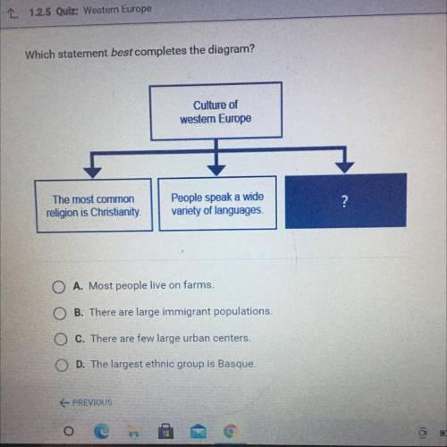 Which statement best completes the diagram?

Culture of
western Europe
The most common
religion is