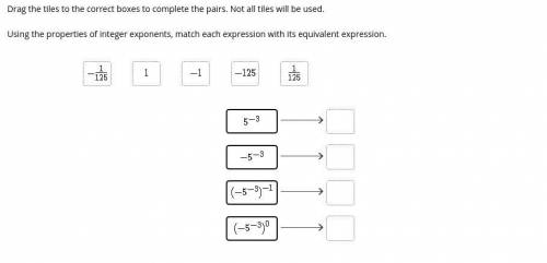 Using the properties of integer exponents, match each expression with its equivalent expression. 5^