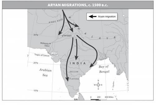 QUICK HAVE 5 MIN LEFT

Based on this map, why did the Aryan culture have a greater impact on India