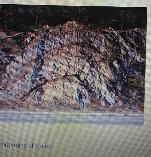 Which type of movement of Earth's crust caused these layers of rock to deform?

A. Converging of p