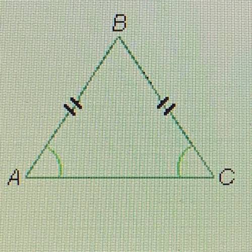 Select the graph that best represents the FIGURE.

If two angles of a triangle are equal, the si