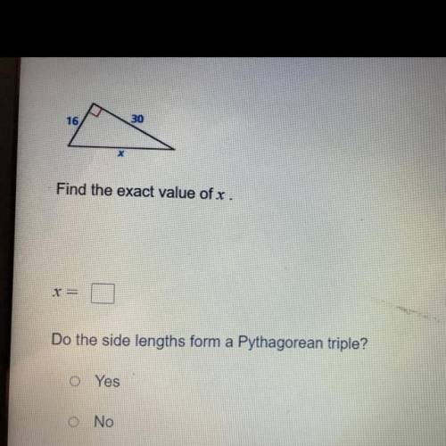 X = ?
Do the side lengths for a pythagorean triangle?