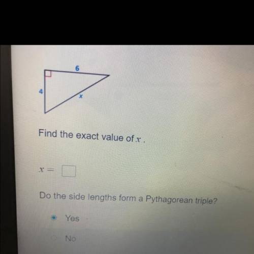 Find the value of x using the pythagorean theorem.