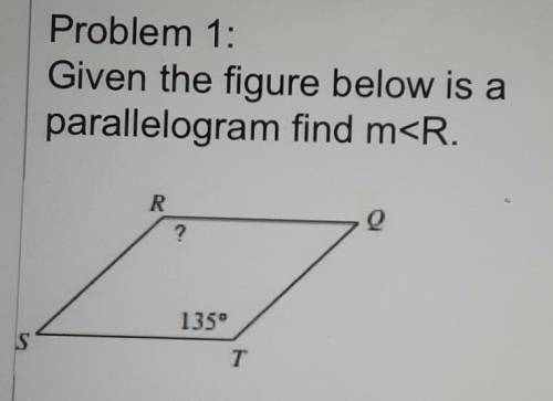 Given the figure below is a parallelogram find m<R
