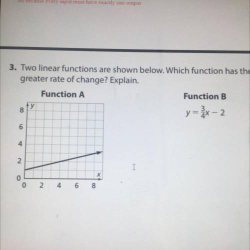 Two linear functions are shown below. Which function has a greater rate of change?Explain.