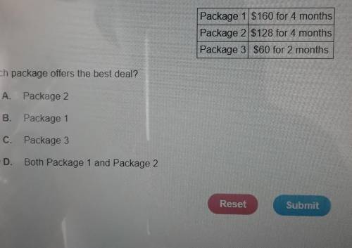 James wants to buy a new cell phone package there are three packages available for each offering a