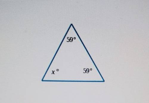 Finding an angle measure of a triangle given two angles. Find the value of x.