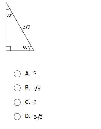 In the triangle below, what is the length of the side opposite the 30° angle? Picture and answers i
