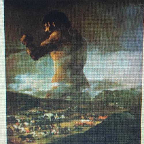 Look at The Colossus, once thought to have been done by Francisco de Goya.

This painting belongs